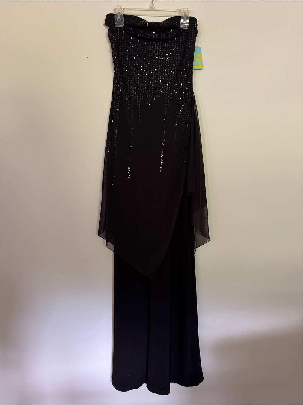 Y2K Black Sequin Strapless Evening Dress